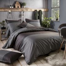 Tradilinge - Parure de lit satin de coton Enzo Noir 200x200 cm