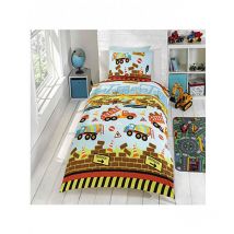 Parure de lit simple construction camion - 135cm x 200cm