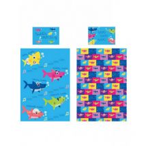 Parure de lit Baby Shark - taie d'oreiller famille de requin - 135 cm x 200 cm