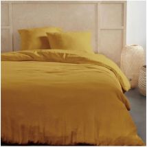 Parure de lit - TODAY - 123669 - 2 personnes - 260x240cm - Gaze de coton unie - Ocre
