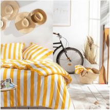Parure de lit Today Summer Stripes - 240x220 cm - 2 personnes - coton imprimé rayé