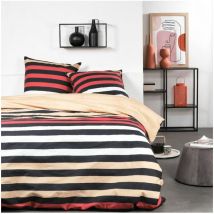 Parure de lit Today Sunshine - 240x260 cm - 2 personnes - coton imprimé rayé