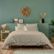 Bleu Calin - Parure de lit unie 100% Percale de coton - Lin - 240x260cm