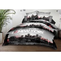 Parure Drap plat + drap-housse 140x190 + 2 Taies - Microfibre - New-York