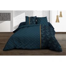 Parure Drap plat + drap-housse 160x200 + 2 t - Pur coton 57 fils - Seattle