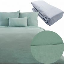 Côté Déco - Parure 260x240 fabrik gaze de coton amande + dh perle 160x200