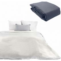Côté Déco - Parure 260x240 gaze coton blanche + dh obio anthracite 140x200