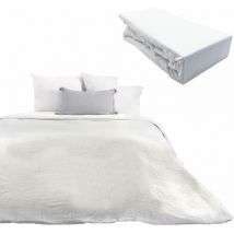Côté Déco - Parure 260x240 gaze de coton blanche + dh obio blanc 160x200