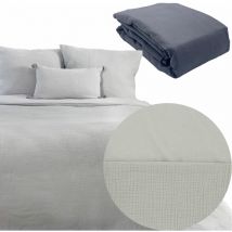 Côté Déco - Parure 260x240 gaze coton gris + dh obio anthracite 140x190 à 200