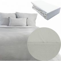 Parure 240x220 fabrik gaze de coton gris + dh obio blanc 160x200