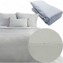 Côté Déco - Parure 260x240 gaze de coton gris + dh obio perle 140x190 à 200