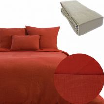 Parure 240x220 fabrik gaze de coton ocre + dh obio beige 160x200