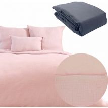 Côté Déco - Parure 260x240 gaze coton rose + dh obio anthracite 140x190 à 200