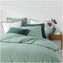 Parure housse couette coton lave 260 x 240 cm Lanette Sauge