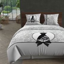 Soleil D Ocre - Parure housse de couette coton 57 fils 240X220 cm black dress, par Soleil d'Ocre
