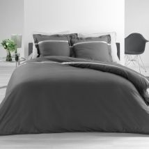 Parure Housse de couette Percale Satine Anthracite 240x220cm