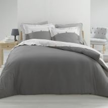 Parure Housse de couette Percale Vice-versa Anthracite 260x240cm