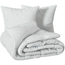 Parure de lit 3 pièces Swan jacquard blanc 260x240cm Atmosphera Créateur D'intérieur