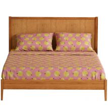 Parure lit double 4 pièces plus draps : drap plat (240x290cm avec ourlet simple 5cm) + drap-housse (175x200+rabat 25cm) + 2 taies d'oreiller (50x80cm