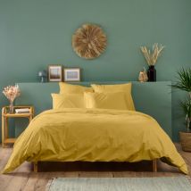 Parure de lit unie 100% Percale de coton - Moutarde - 240x260cm