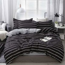 Parures de Lit en Microfibre 3 Pièces - Rayures Nordiques Minimalistes, Housse de Couette avec Fermeture Éclair et 2 Taies d'Oreiller (220x240cm,