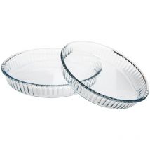Auflaufformen, 2er-Set, hitzebeständig, rund, Glas