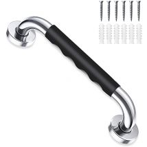 Asa de Seguridad para Baño Antideslizante 30cm Barra para Ducha de Acero Inox Pasamanos para Bañera Escalera Pared Negro