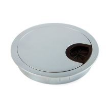 Passacavi Rotondo Diametro 80 Mm Da Incastrare In Scrivania/tavolo In Zama, Cromato Opaco - Emuca