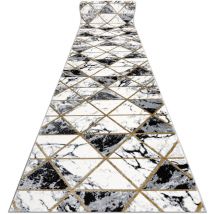 Rugsx - Passatoia emerald esclusivo 1020 glamour, elegante Marmo, triangoli nero / oro 70 cm black 70x150 cm