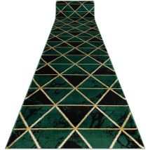 Rugsx - Passatoia emerald esclusivo 1020 glamour, elegante Marmo, triangoli verde bottiglia / oro 80 cm green 80x320 cm