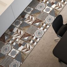 Crearreda - passatoia in vinile 'runner' fantasia 'brown cementine', 240x50 cm