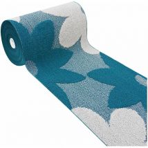 Emmevi Mv S.p.a. - Passatoia Ingresso Casa Corridoio Fiori 3D Al Metro Antiscivolo Tappeto Aciugapassi Su Misura - Blu