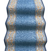 Emmevi Mv S.p.a. - Coureur d'escalier Antidérapant Bordé Entrée Couloir Pas Cuisine Style Baroque Bleu - 67x1000 cm