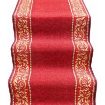 Emmevi Mv S.p.a. - Coureur d'escalier Antidérapant Bordé Entrée Couloir Pas Cuisine Style Baroque Bordeaux - 67x650 cm