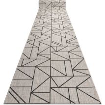 Passatoia sizal floorlux disegno 20605 triangoli, geometrico argento / nero 70 cm beige 70x390 cm