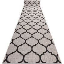 Rugsx - passatoia sizal floorlux disegno 20608 Traliccio marocchino argento / nero 120 cm beige 120x430 cm