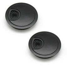 Passe Cable Noble 60 mm Couvercle du Trou de Câble pour Bureaux et Plans de Travail Couleur: Noir Matériau: Alliage de Zinc 2 Pièces -