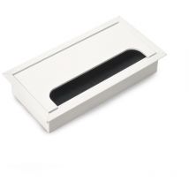 Passe-câbles de table Emuca Quadrum, rectangulaire, 159x80mm, à encastrer, Aluminium, Peint en blanc