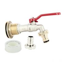 Multicuves - Passe paroi laiton mâle 1'' - femelle 3/4'' avec robinet eco + nez 20x27