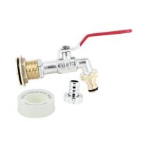 Multicuves - Passe paroi laiton mâle 1'' - femelle 3/4'' avec robinet laiton chromé + nez 20x27