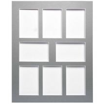 Passe-partout multivues gris 40x50 cm 8 ouvertures 10x15 cm, en carton - fabriqué en France