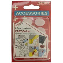 Fastech - 685-010 Pastilles Rondes Auto-agrippantes Hotmelt À Coller Partie Velours Et Partie Agrippante (ø) 20 Mm Blanc