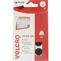 VEL-EC60228 Pastilles rondes auto-agrippantes à coller partie velours et partie agrippante (ø) 16 mm noir 16 pa - Velcro
