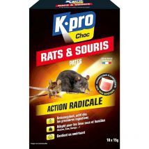 Kapo - Pâte anticoagulante kpro Choc action radicale contre rats et souris 150g (10 x 15g)