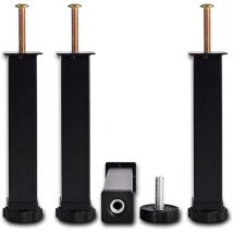 Shmshng - patas de cama de metal atornilladas, universales, negras, sin taladrar, altura ajustable: 20 cm (+2 cm), cuadradas de 3 x 3,5 cm