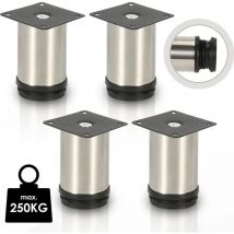 Kcvv - Patas para muebles, patas de armario regulables, acero inoxidable 100 mm, 4 piezas