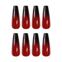 Patch de manucure pour ongles longue tenue dégradé rouge et noir patch imperméable détachable
