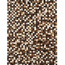 Thedecofactory - cuir - Tapis en cuirs recyclés motif mosaïque marron multi 160x230