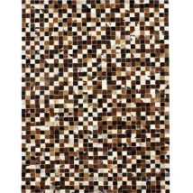 CUIR - Tapis en cuirs recyclés motif mosaïque multi marron 190x290