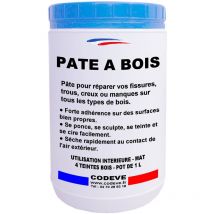 Pate Bois - 1 l - Codeve Bois - Incolore - Pour La Réparation De Trous Moyens Sur Votre Parquet, Boiserie Ou Meuble.
